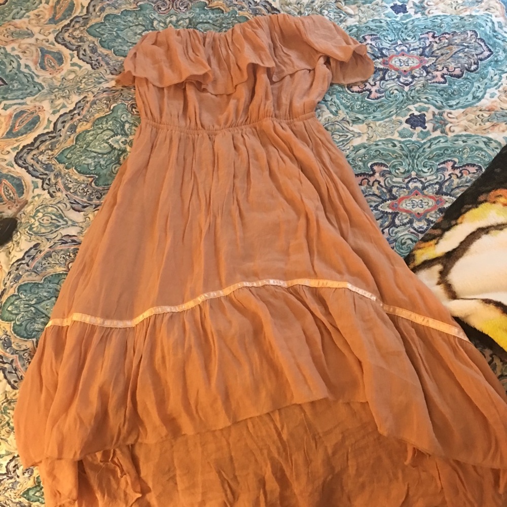 Strapless high low flowy dress